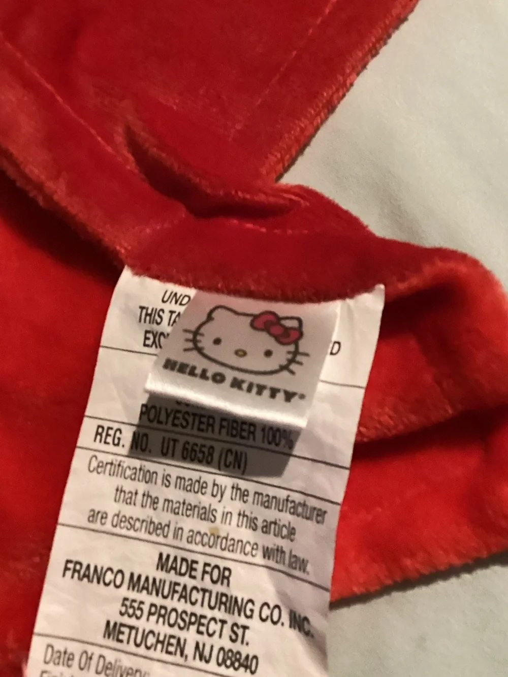 Sanrio Hello Kitty Red Plush Hooded Throw with Bow